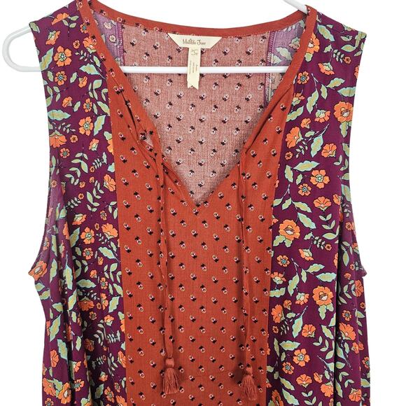 Matilda Jane Top Matilda Jane Tank Top Tunic Top Tie Neck Top Floral Top L Rust - Picture 2 of 8